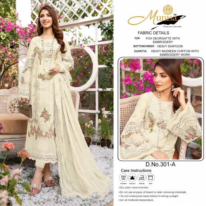 Munisa 301 Colors New Exclusive Wear Georgette Pakistani Salwar Suits Collection